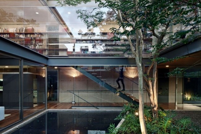 Transparent hus Brasilien-modernt boende nära naturen