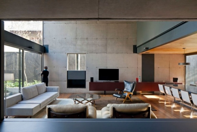 Glasfärgad betongvägg-inredning design loft-stil möbler-matplats terrass