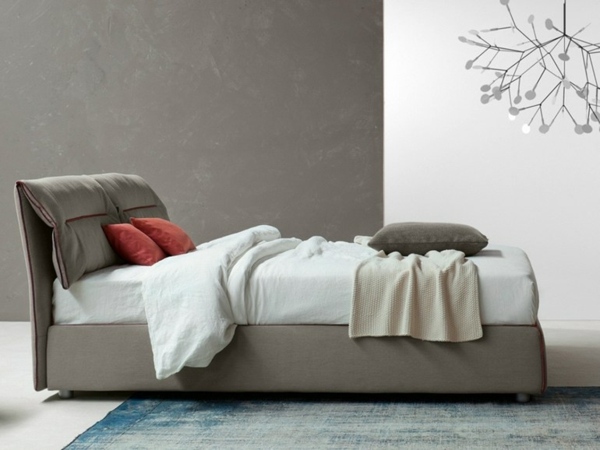 ergonomisk sängdesign beige sänggavel tyg