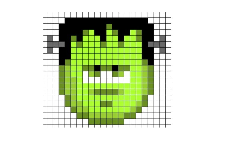 Strykpärlor-mallar-gratis-frankenstein-grön-halloween-motiv-idé