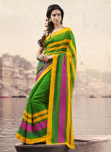 Keltainen Bhagalpuri Silk Saree
