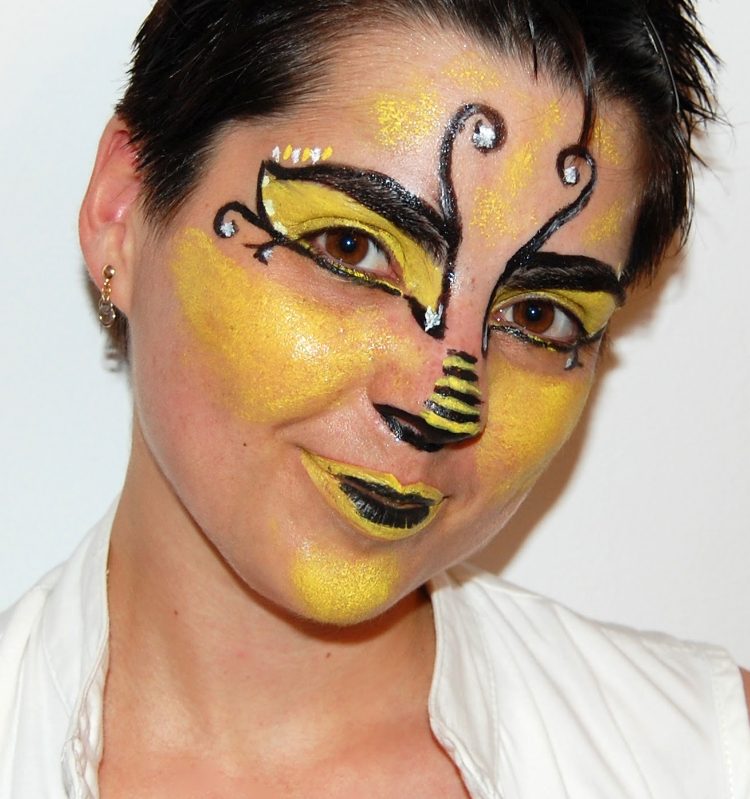 helt enkelt ansikte som en bi make up svart gul