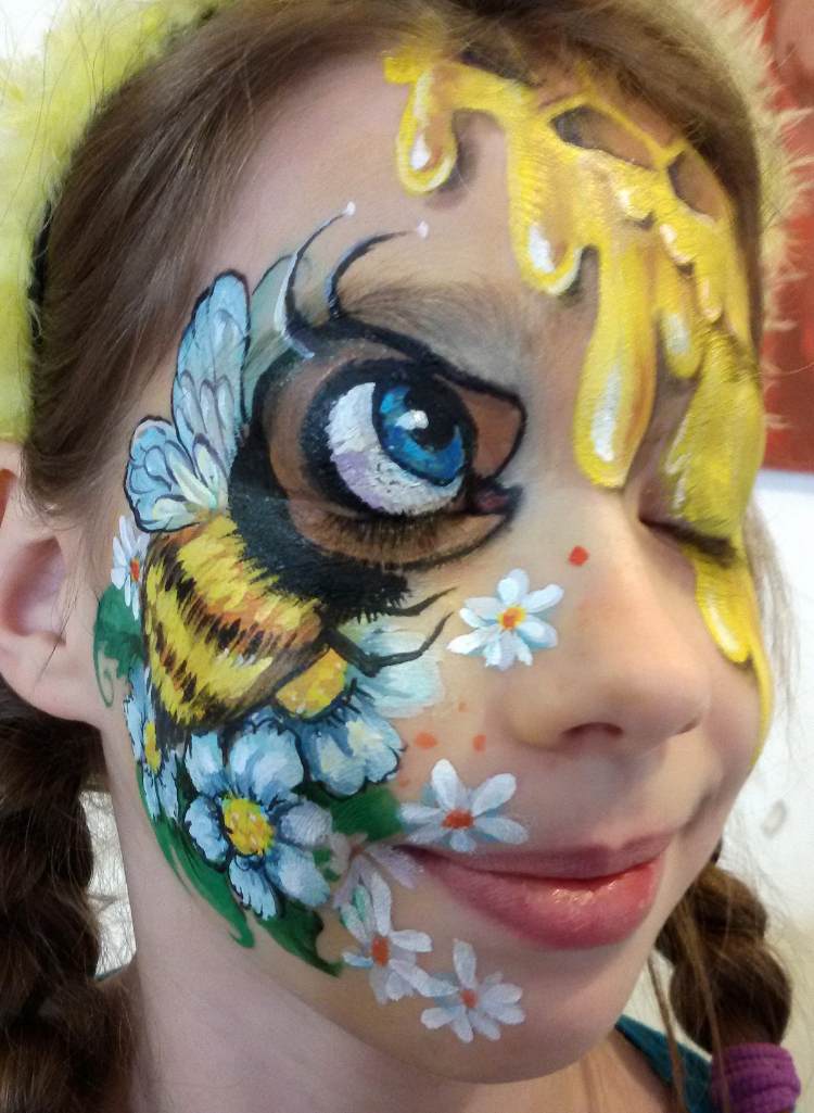 ansiktsmålning blommor bi honung honungskakor