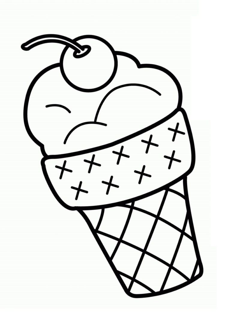 Glasskon med glass och körsbär att skriva ut och dekorera gratis