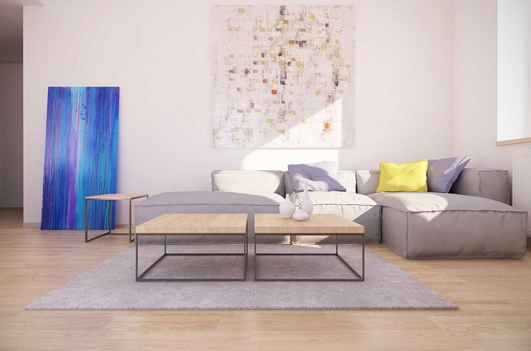 Bilder för vardagsrum -minimalistisk-ljusgrå-soffa
