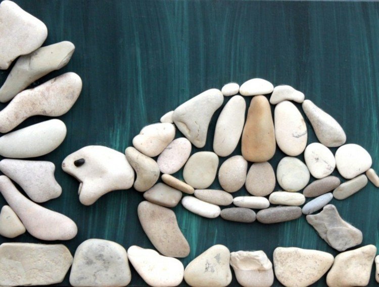 bilder-stenar-pyssel-idéer-sköldpadda-hav-blå-bakgrund