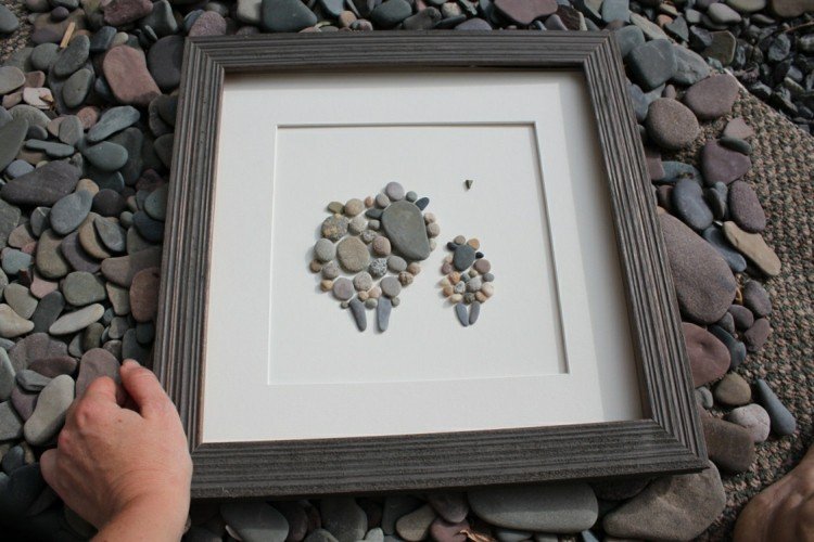göra bilder med stenar själv-får-småsten-grå-färg