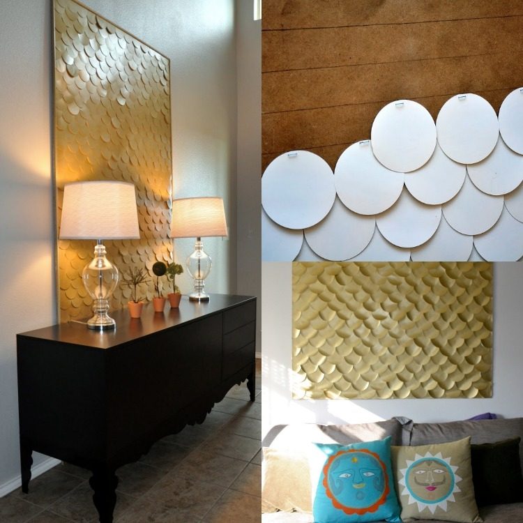Skapa-dina-egna-bilder-vägg-dekoration-fisk-skala-mönster-papper-guld-cirklar