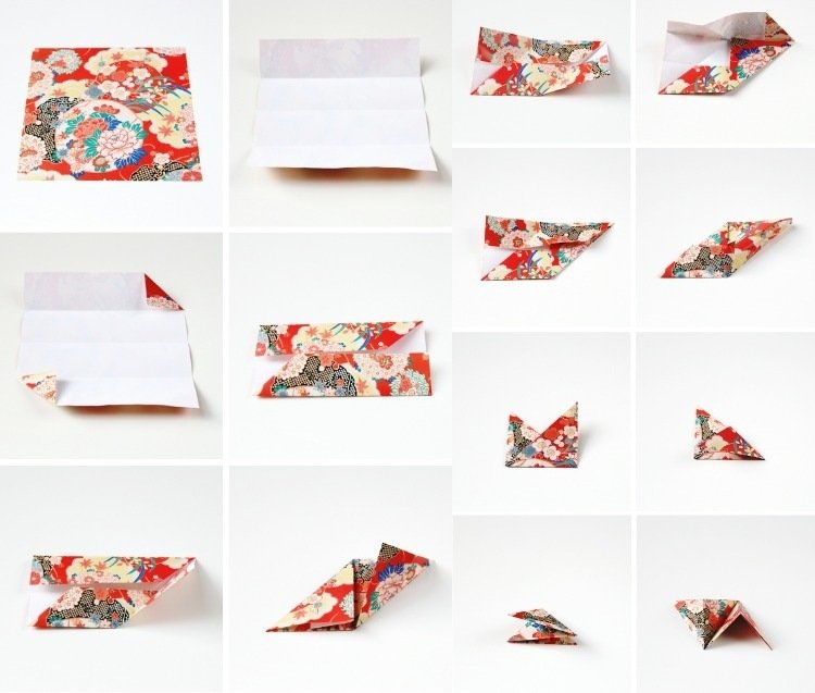 gör-dina-egna-bilder-vägg-dekoration-origami-vik-färgade-papper-instruktioner