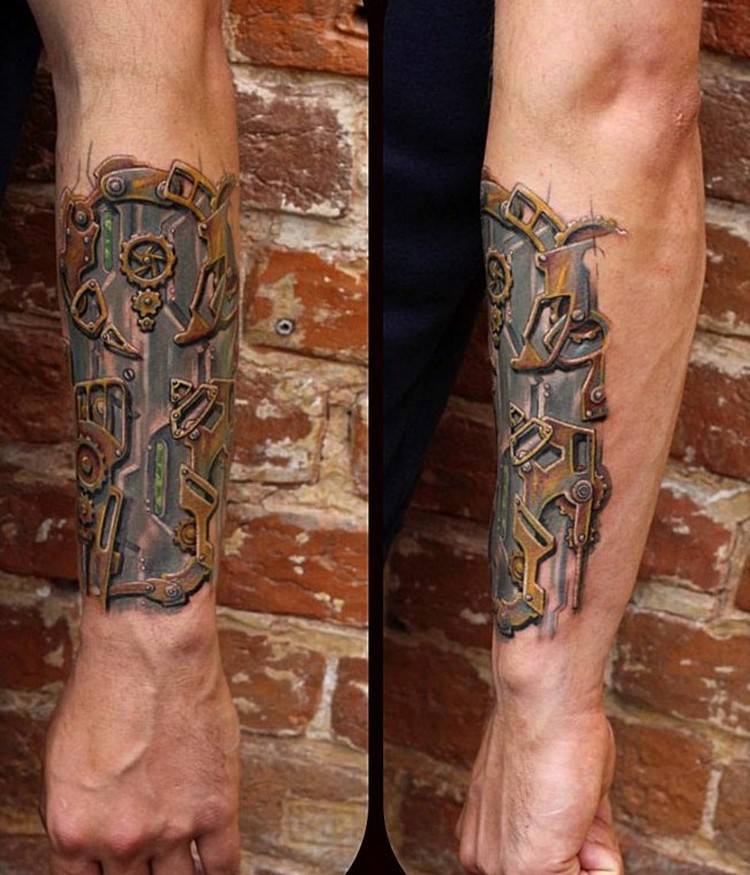 biomekanik-tatuering-underarm-robot-arm-brun