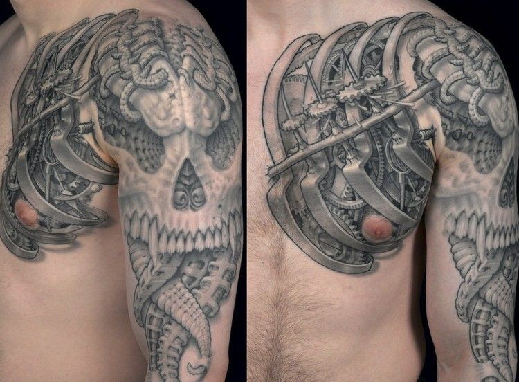 biomekanik-tatuering-hjärta-bröst-överarm-metalldelar