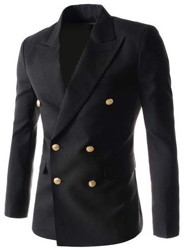 6 Button Double Breasted Black Blazers
