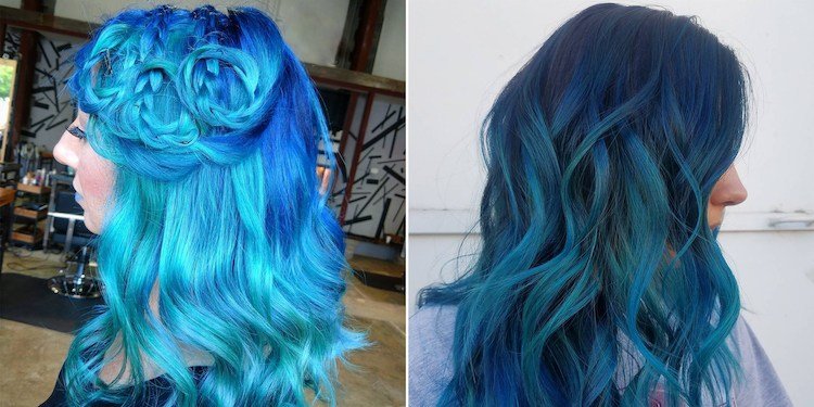 blått hår havshår färger trend frisyr modern