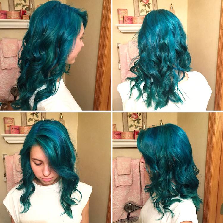 blått hår havsfärger trend medium grönt