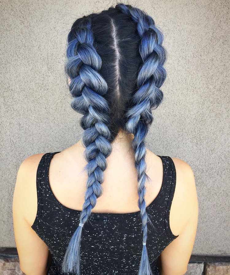 blått hår havshår färger trend frisyr flätor