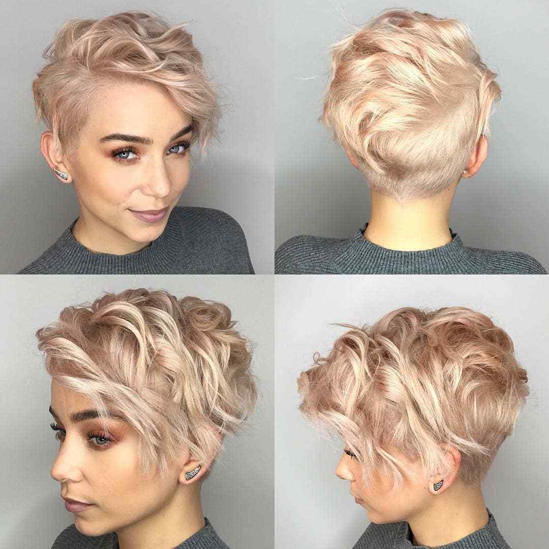 Korta frisyrer för tjockt hår blond med en inslag av rosa