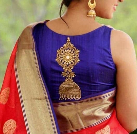 Silk Saree Μπλούζα Σχέδια λαιμόκοψη