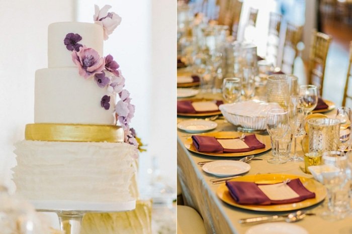 bröllopstårta dekorera blommor designidé lila bord
