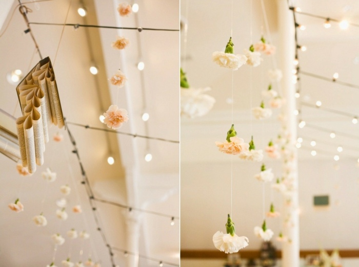 dekoration blommor nejlikor hängande romantisk bröllop vintage