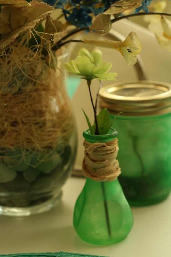 gröna glas sommar dekoration idéer gör det själv med blommor