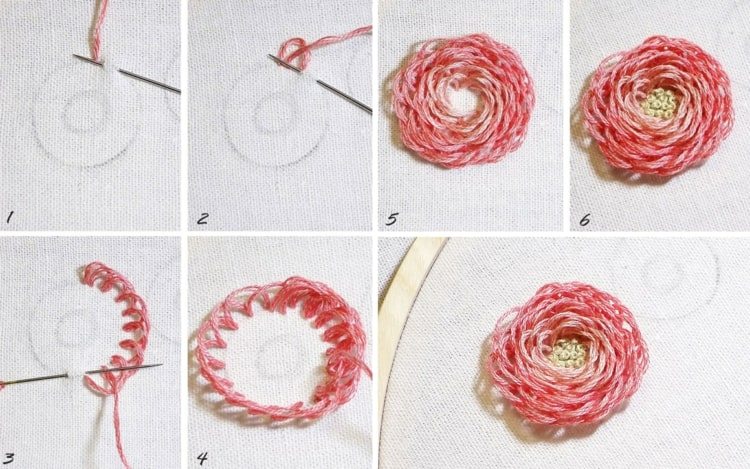 Brodera 3D -blommor med öglor för nybörjare