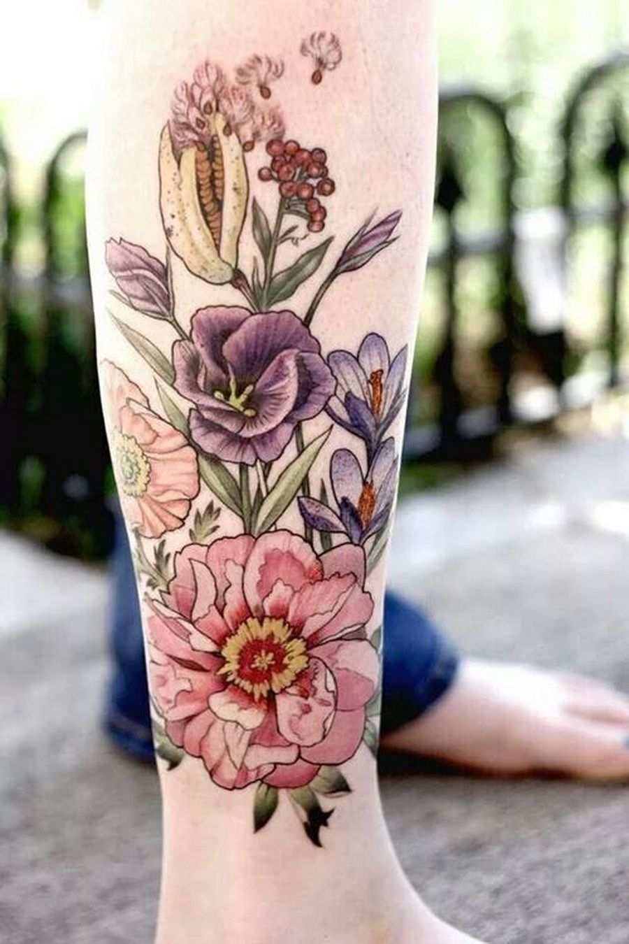 Blomma tatuering på foten Tatuering fot tatuering kvinnor