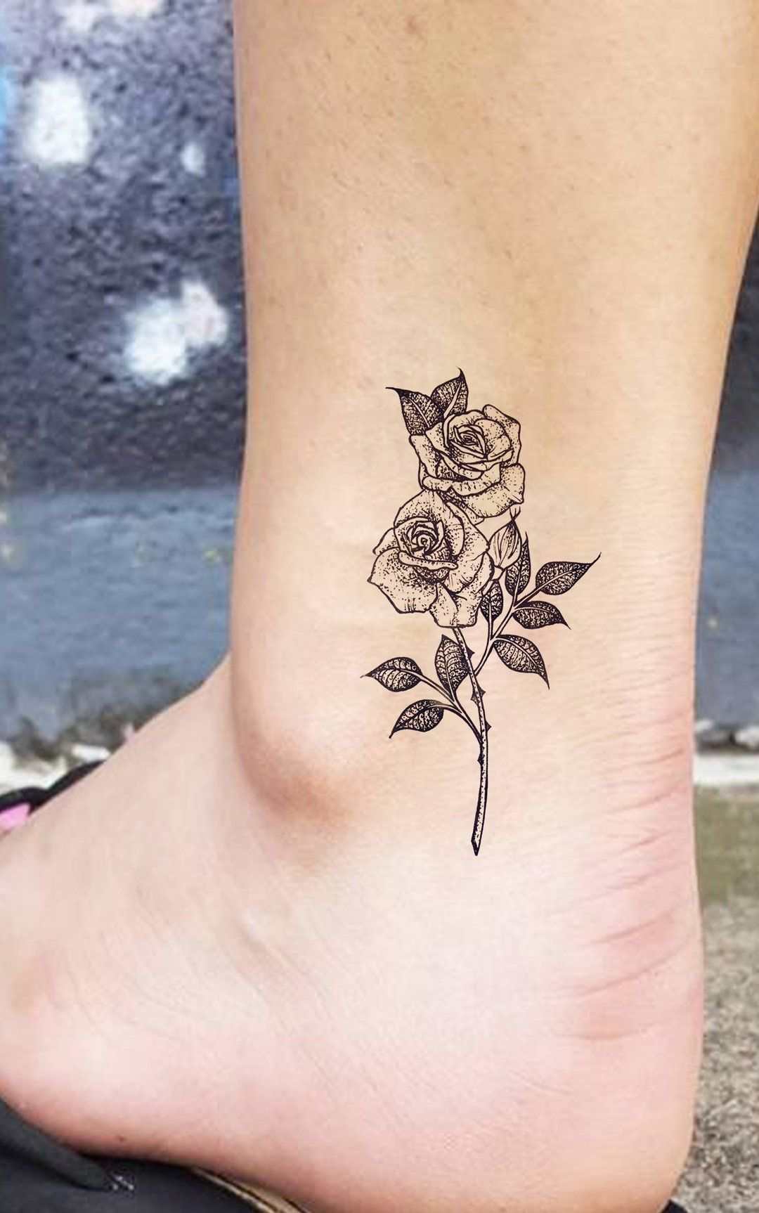 Rose flower tattoo foot tattoo vintage tattoo engine women