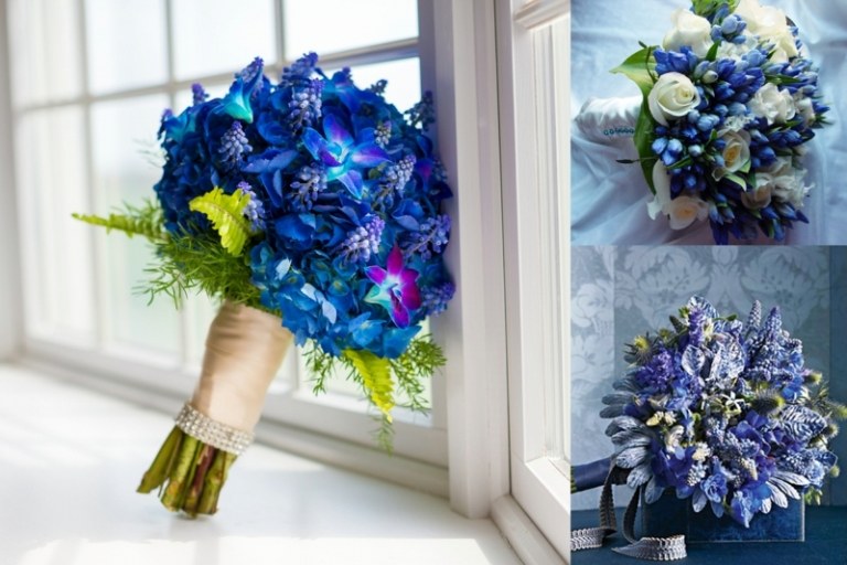 blomma trender för bröllop blå färg accent idé modern romantisk