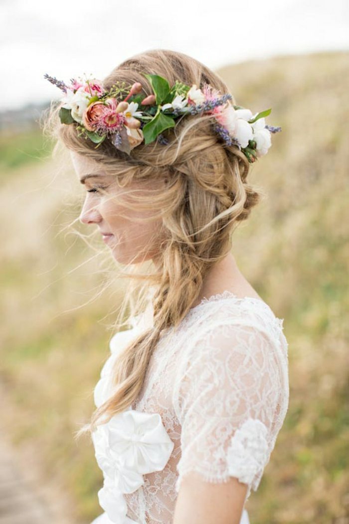 smycken hår tillbehör blomma krans bröllopsklänning brud
