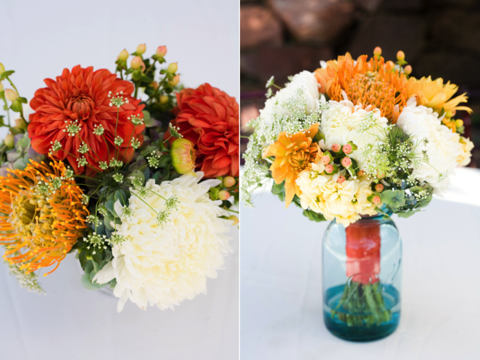 krysantemum blommor trender orange bröllop design deco