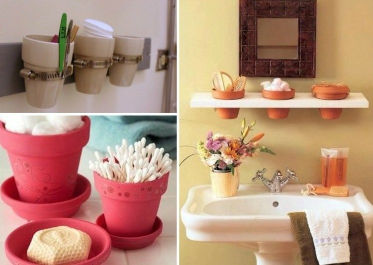 Blomkruka-terrakotta-vägg-badrum-idéer-öronpinnar-bomullskuddar-tvålhållare
