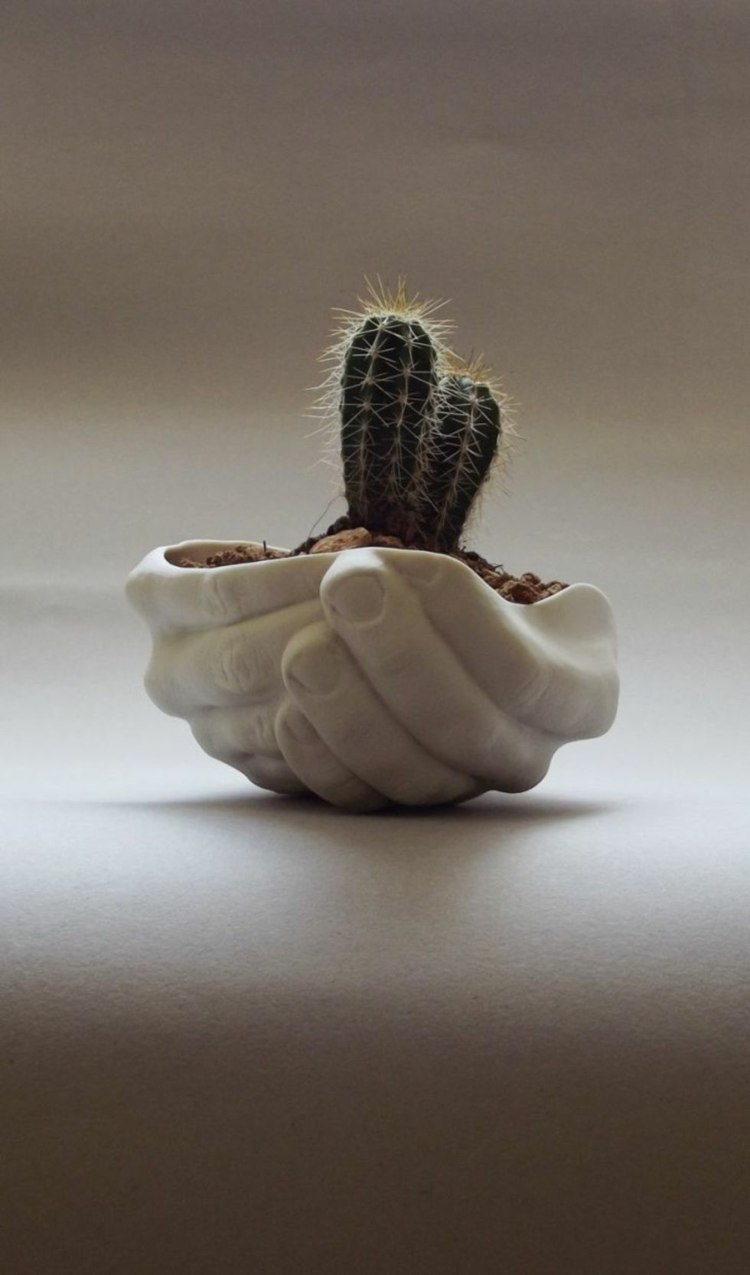 hand ihålig vit design blomkruka handgjorda kaktusväxter