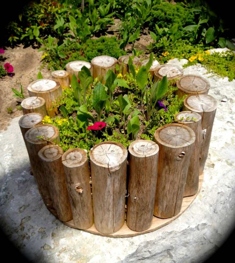 DIY blomkrukor trä trädgård idé grenar mini sängar