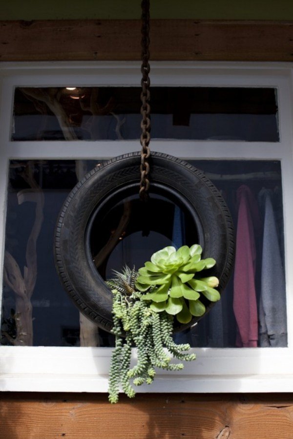 DIY bildäck hängande växter idéer för blomkrukor