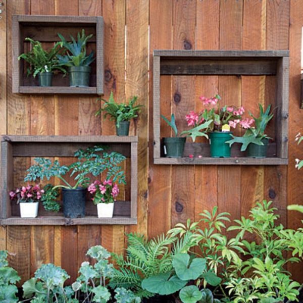 DIY rektangulära staketdekorationsidéer för blomkrukor