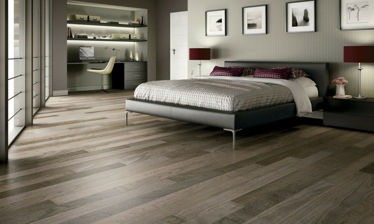 golv trä modern grå design laminat sovrum