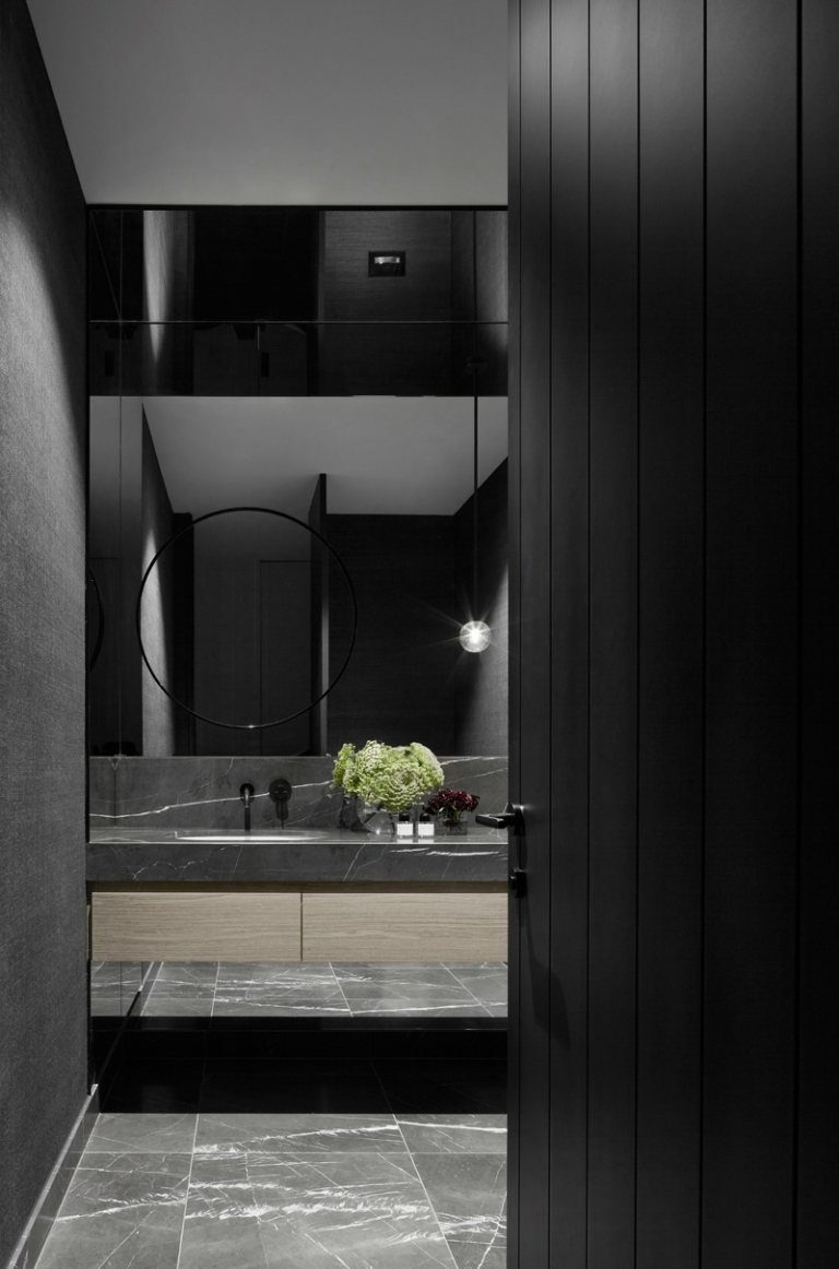golv marmor trä badrum design elegant grå handfat