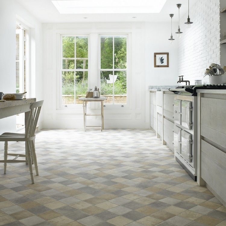Golv för kök pvc-golv-botten-golv-stort-fönster-vit-tegel-vägg