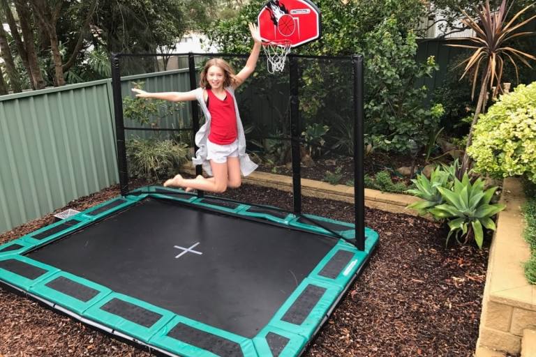 Ground trampolin i trädgården basket idéer tilldelning trädgård barn