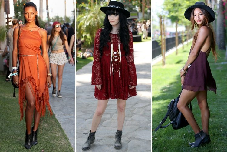 Boho Chic Fashion -coachella-bloggare-trender-fedora-hatt-röd-orange