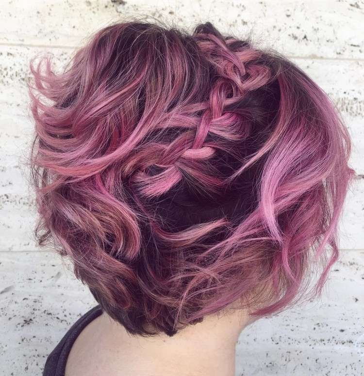 Färg hår rosa boho frisyrer för kort hår