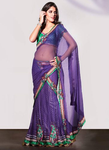Violetti verkkomateriaali Bollywood Saree