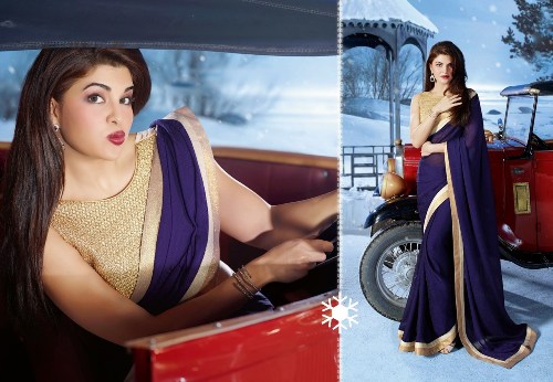 Viehättävä Navy Blue Fancy Bollywood Saree