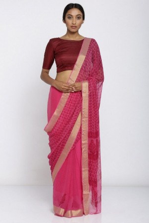 Pure Chiffon Saree με Zari Border