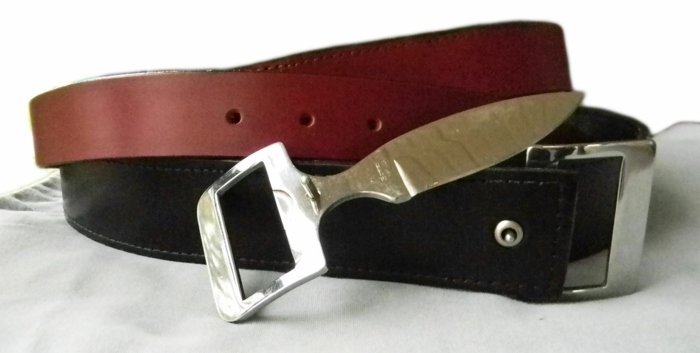 bowen bälte kniv läder brun svart metall