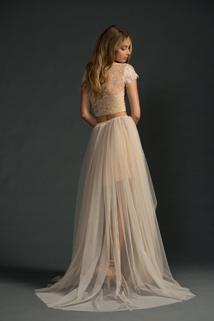 brud modetrender transparent kjol design beige