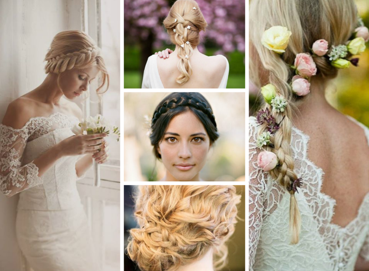 Brudfrisyr-fläta-blommor-dekoration-hår-krans-styling-idéer