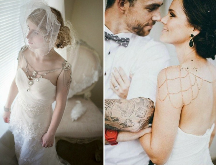 idé-bröllopsklänning-brudgum-tatuering-fluga-vintage-svart-örhängen-sten