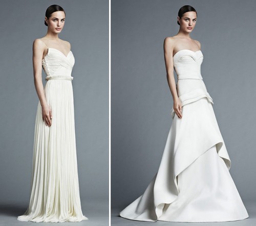 moderna bröllopsklänningar överdådiga glamorösa idéer vit kräm färg flödande