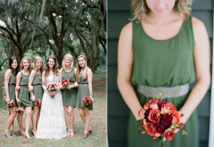 Bröllop höst planering rosor grön klänning